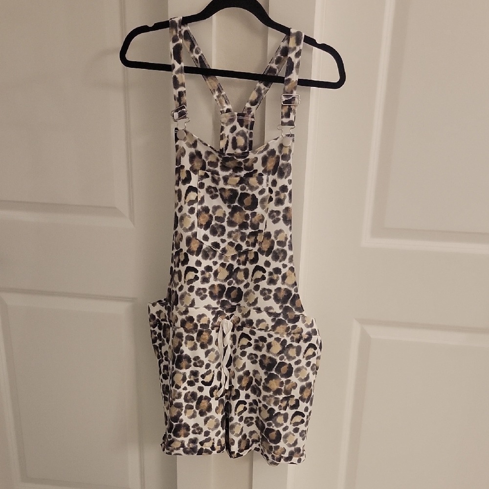 Cato White and Gray Patterned Overalls